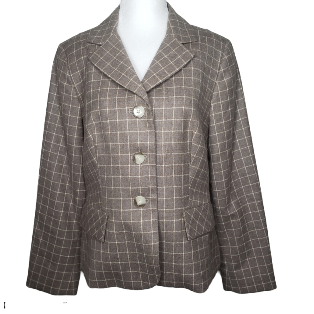 Pendleton Plaid brown blazer jacket SZ 10 P - Picture 1 of 13